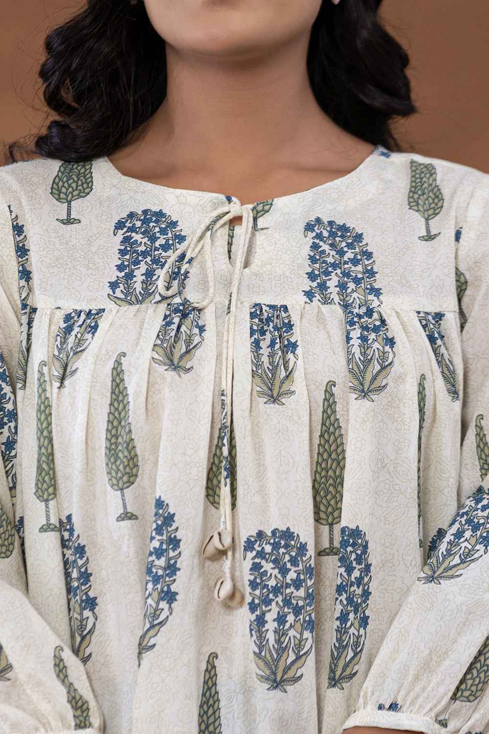 White Ethnic Motifs Pure Cotton Top