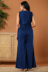 Blue Thread Work Silk Co-Ord Sets