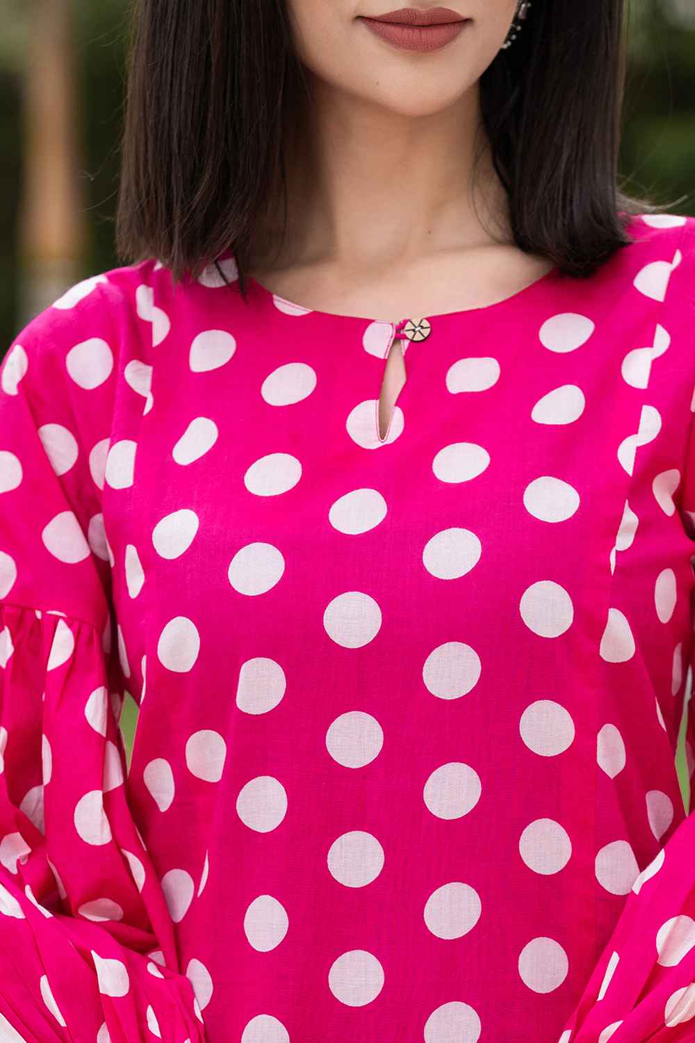 Pink Polka Dot Print Cotton Co-Ord Sets