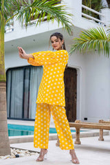 Yellow Polka Dot Print Cotton Co-Ord Sets