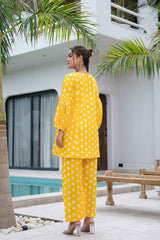 Yellow Polka Dot Print Cotton Co-Ord Sets