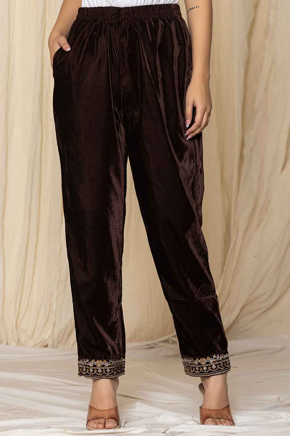 Brown Sequins Velvet Co-Ord Sets