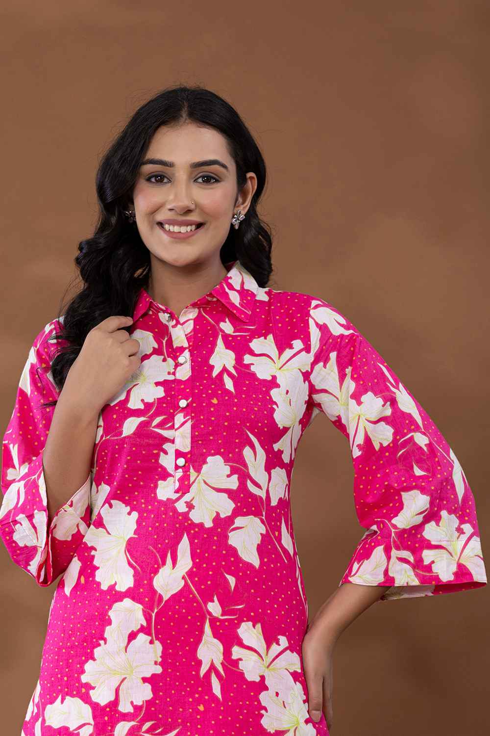 Pink Floral Print Cotton Co-Ord Sets