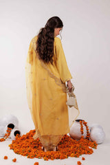 Yellow Embroidered Silk Kurta Set