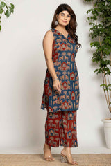 Blue Kalamkari Print Cotton Co-Ord Sets