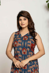 Blue Kalamkari Print Cotton Co-Ord Sets