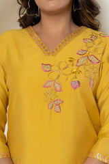 Yellow Thread Work Silk Co-Ord Sets