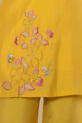 Yellow Thread Work Silk Co-Ord Sets