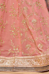 Pink Sequins Georgette Lehenga Choli With Dupatta