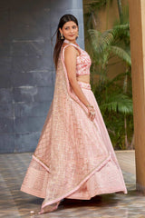 Pink Sequins Georgette Lehenga Choli With Dupatta