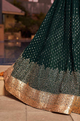 Green Sequins Georgette Lehenga Choli With Dupatta