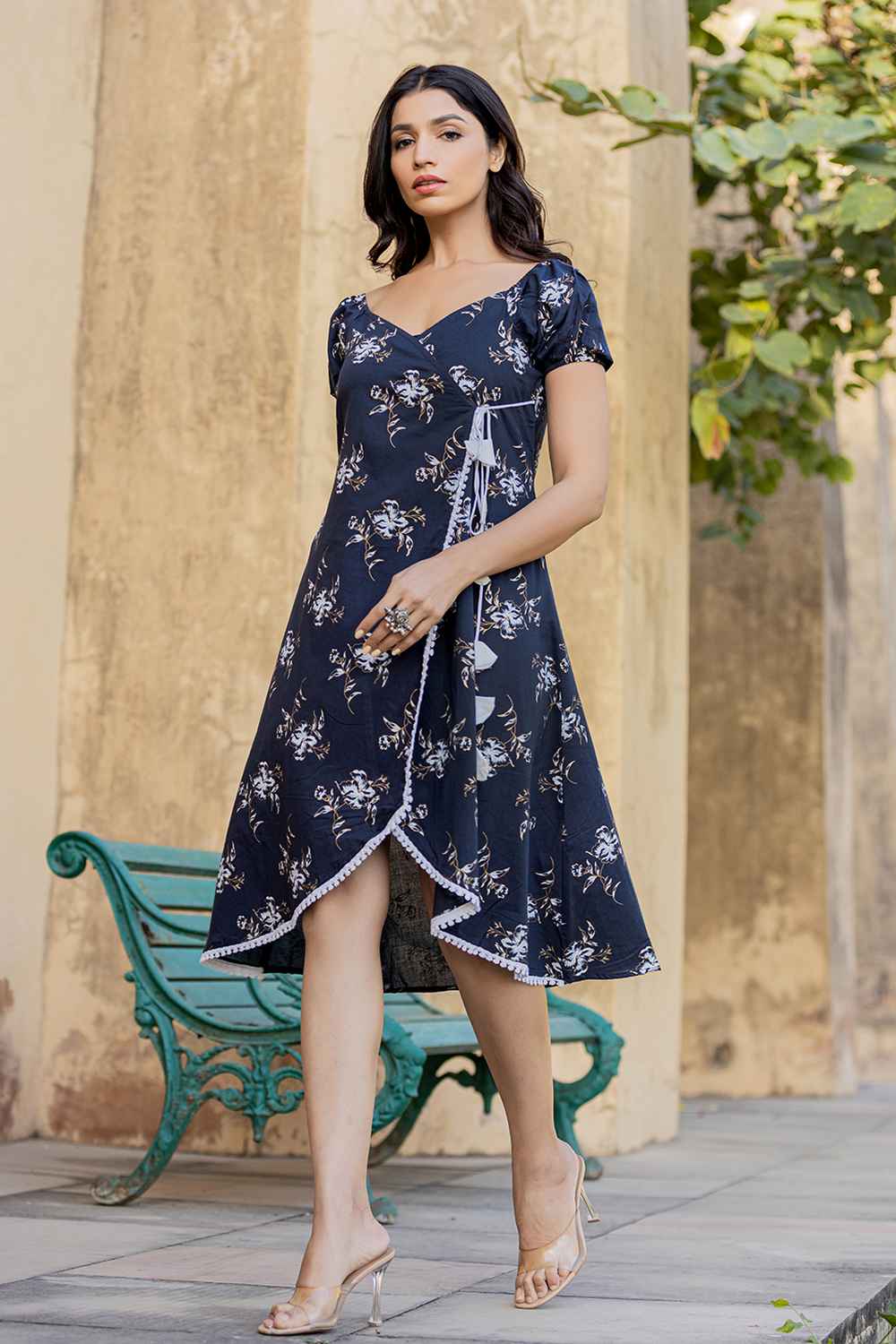 Blue Printed Pure Cotton Dress