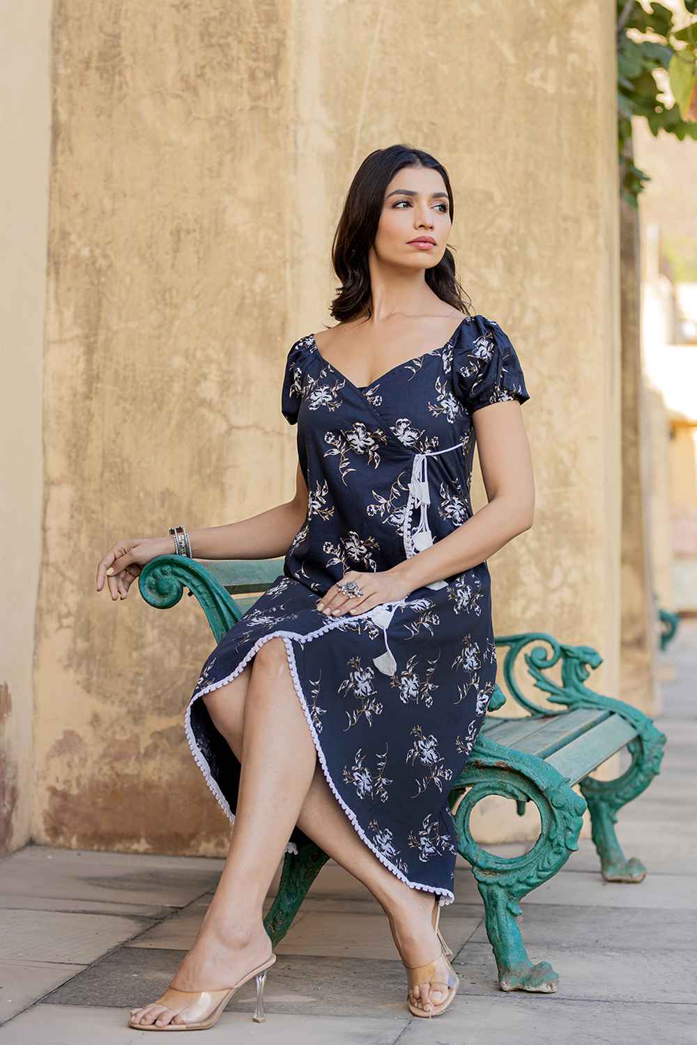 Blue Printed Pure Cotton Dress