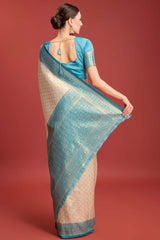 Sky Blue Woven Designer Kanjivaram Silk Saree