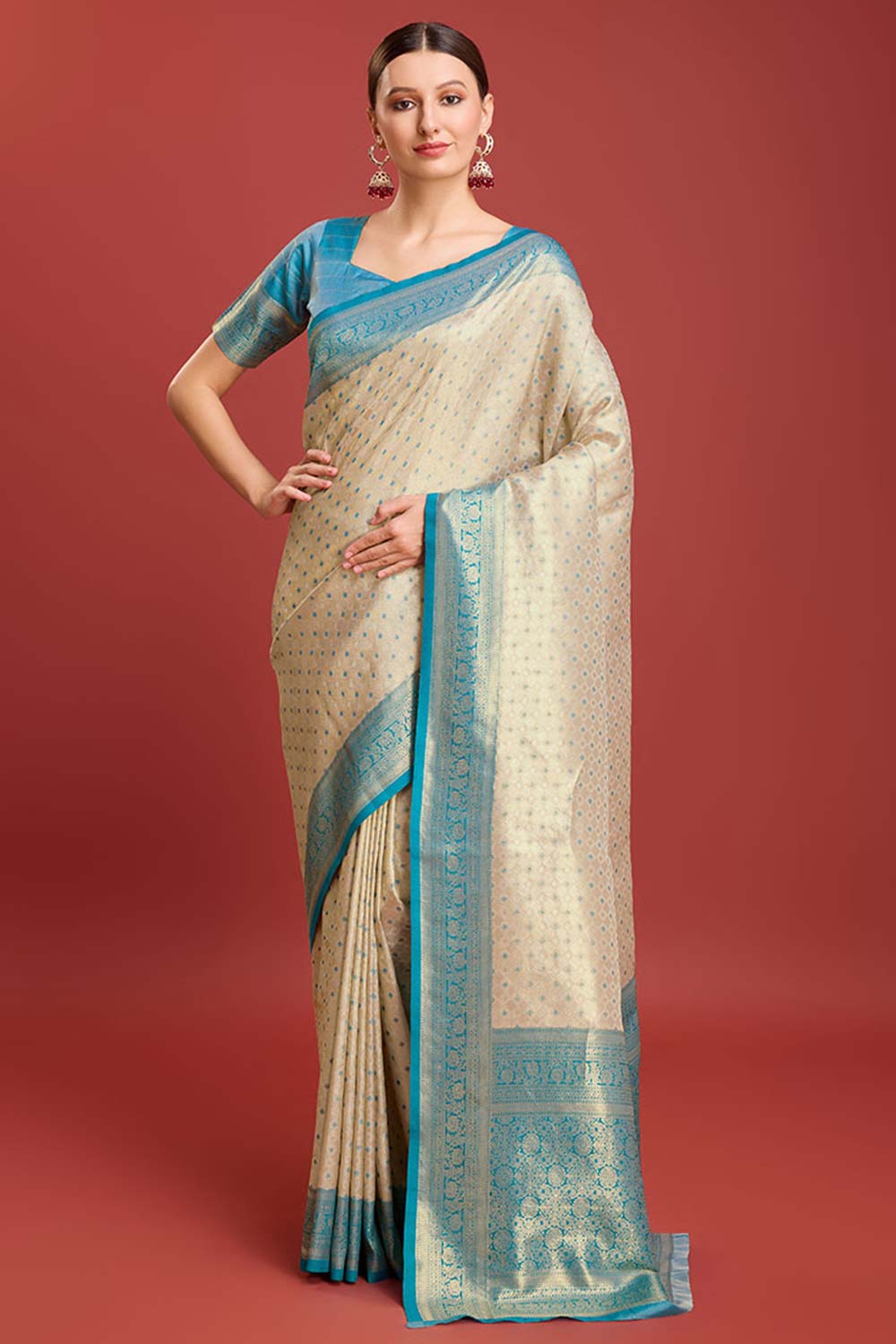 Sky Blue Woven Designer Kanjivaram Silk Saree