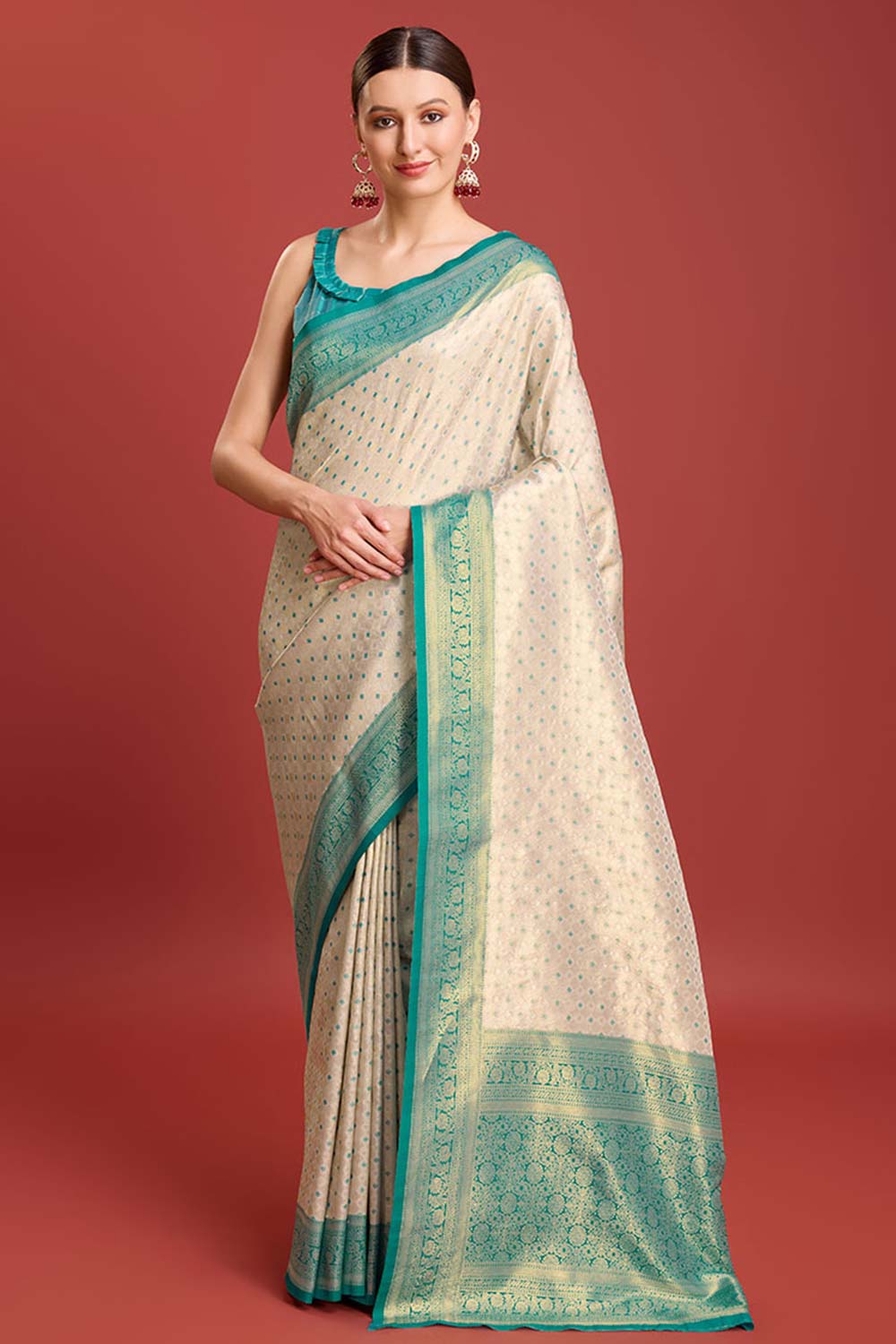 Turquoise Woven Designer Kanjivaram Silk Saree