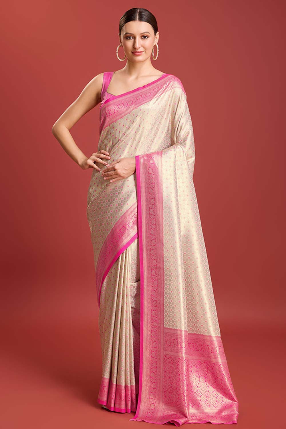 Pink Woven Designer Kanjivaram Silk Saree