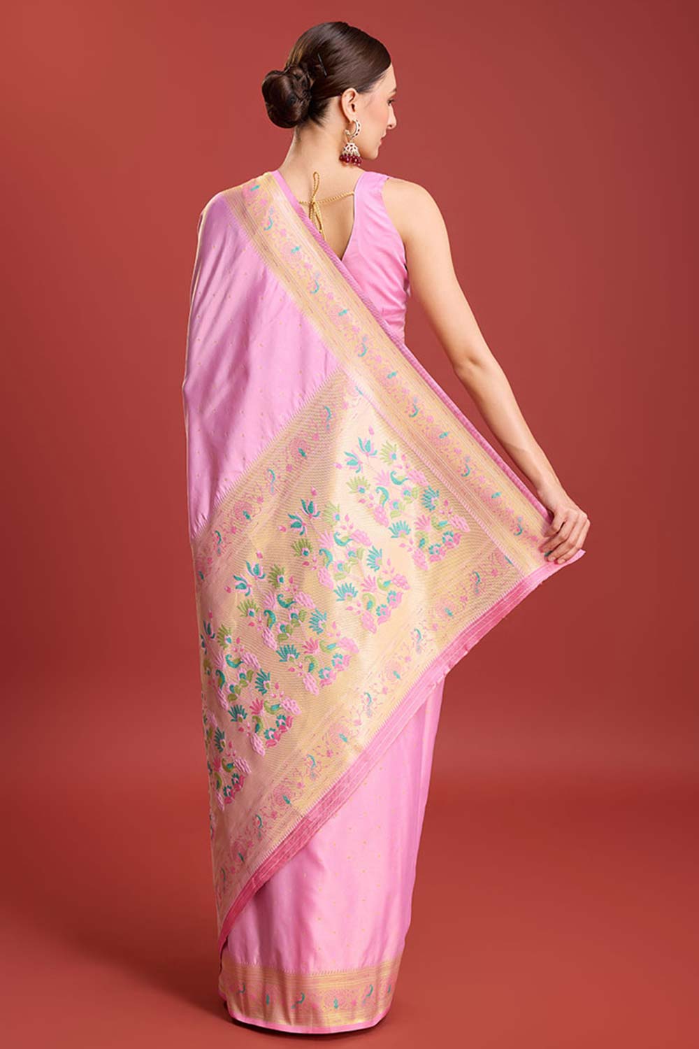 Light Purple Woven Paithani Silk Saree For Women