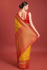 Mustard Kanjivaram Silk Woven Traditional Saree