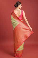 Pastel Green Kanjivaram Silk Woven Traditional Saree