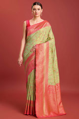 Pastel Green Kanjivaram Silk Woven Traditional Saree