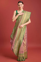 Rose Pink Kanjivaram Silk Woven Traditional Saree