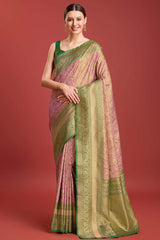 Rose Pink Kanjivaram Silk Woven Traditional Saree