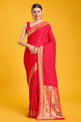 Red Paithani Silk Weaving Saree