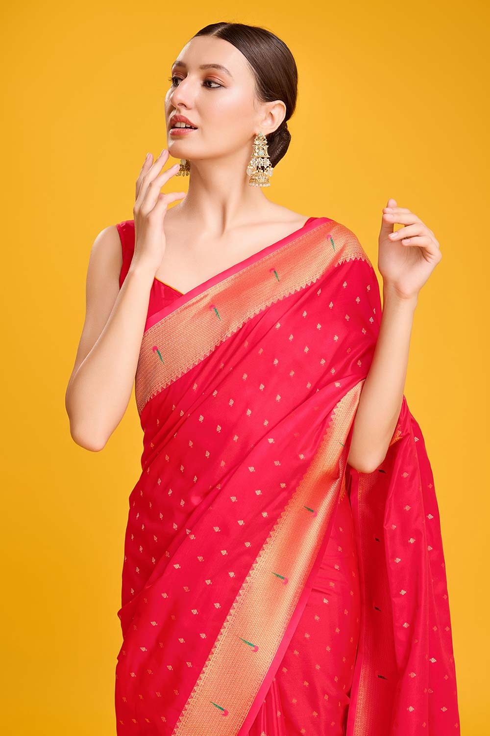 Red Paithani Silk Weaving Saree