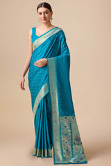 Blue Paithani Silk Weaving Saree