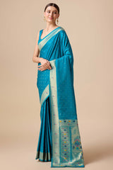 Blue Paithani Silk Weaving Saree