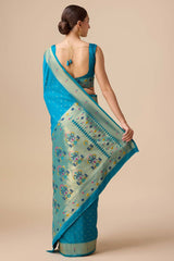 Blue Paithani Silk Weaving Saree