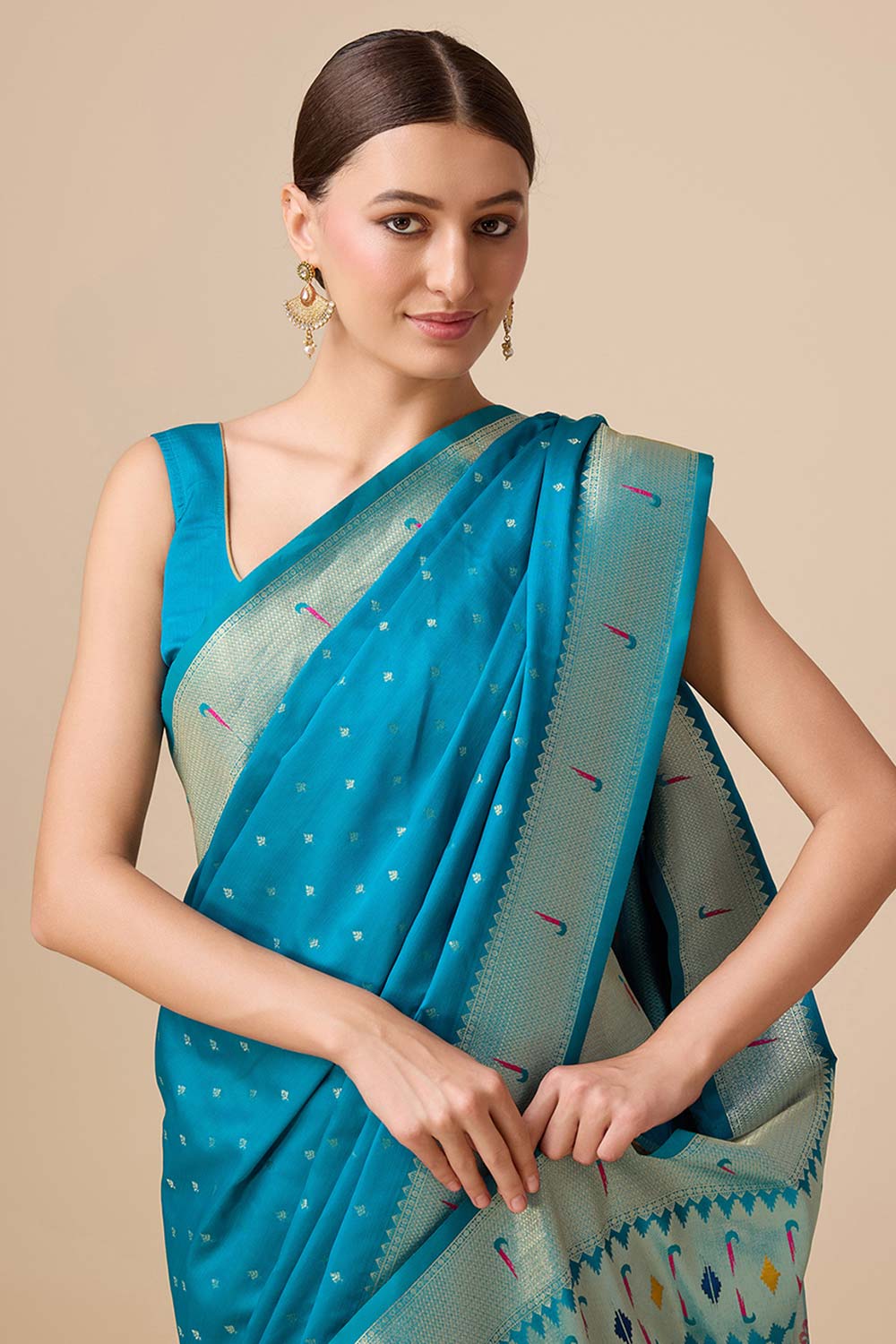 Blue Paithani Silk Weaving Saree