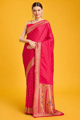 Dark Pink Paithani Silk Weaving Saree