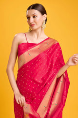 Dark Pink Paithani Silk Weaving Saree