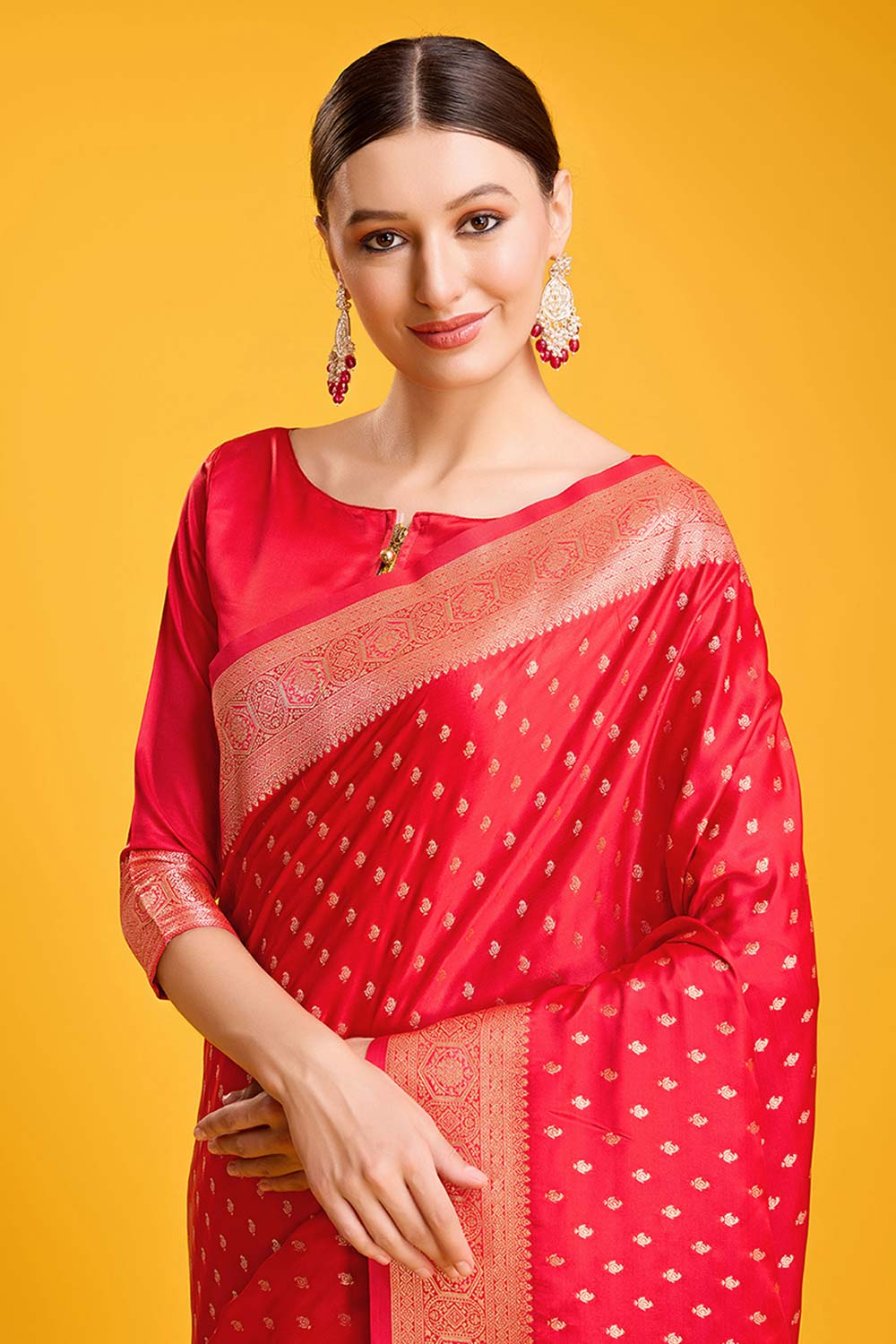 Red Woven Banarasi Silk Saree