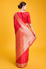 Red Woven Banarasi Silk Saree