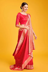 Red Woven Banarasi Silk Saree