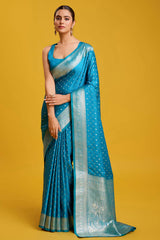 Blue Woven Banarasi Silk Saree