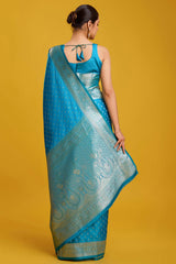 Blue Woven Banarasi Silk Saree