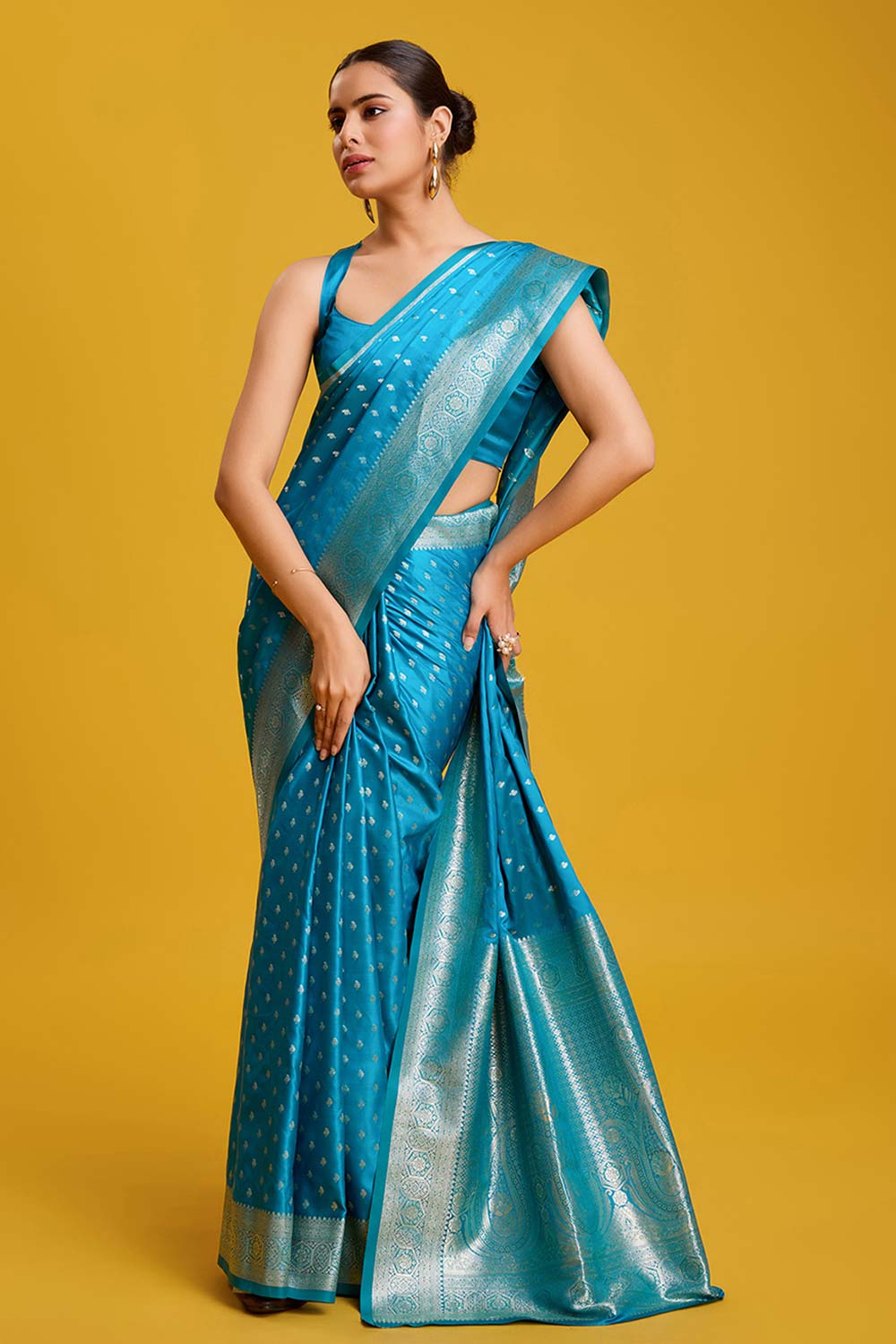 Blue Woven Banarasi Silk Saree