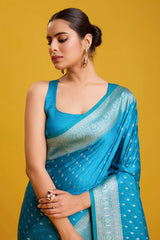 Blue Woven Banarasi Silk Saree