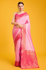 Light Pink Woven Banarasi Silk Saree