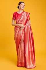 Red Hand Woven Banarasi Silk Saree