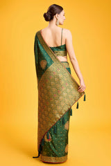 Green Dola Silk Weaving Indian Saree