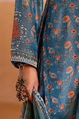 Blue Printed Pure Muslin Salwar Suit