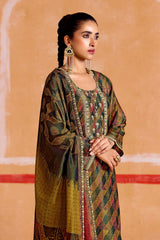 Green Printed Pure Muslin Salwar Suit