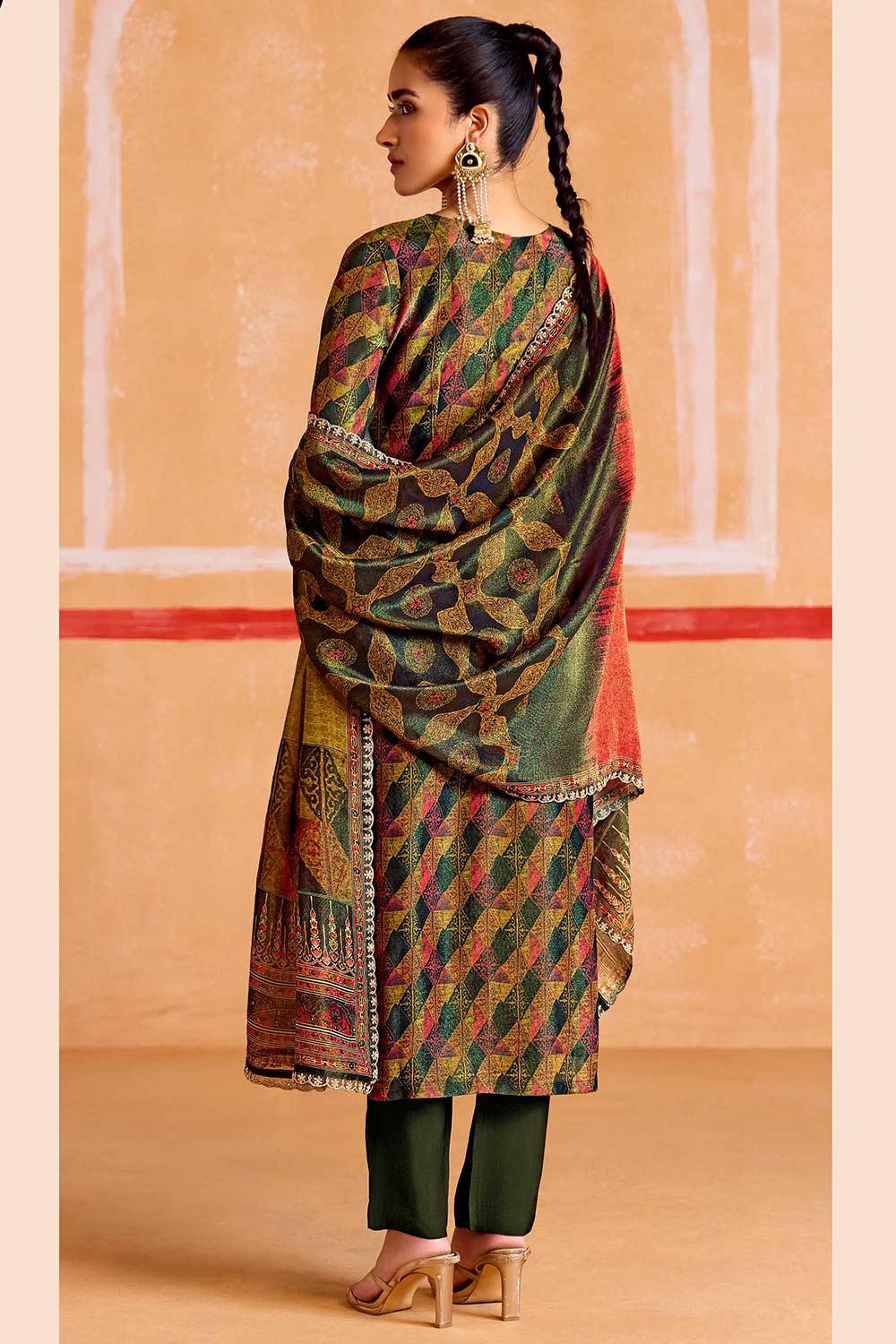 Green Printed Pure Muslin Salwar Suit