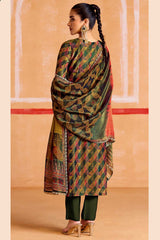 Green Printed Pure Muslin Salwar Suit