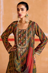 Green Printed Pure Muslin Salwar Suit